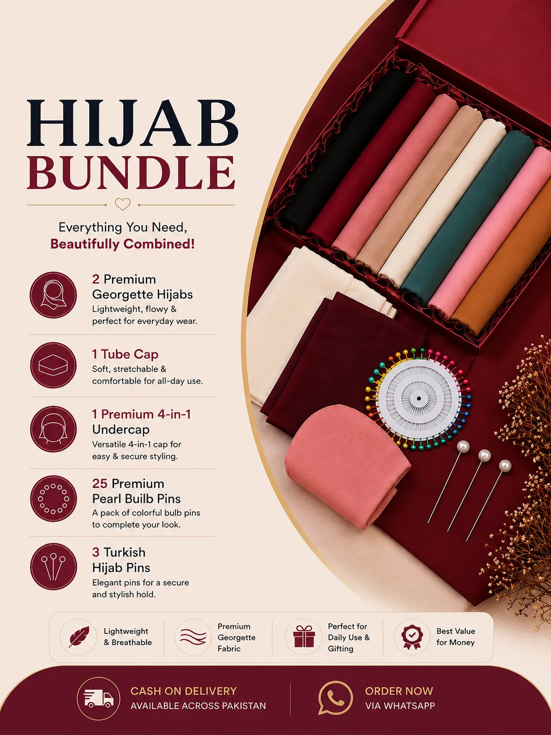 Deal 02 - Premium Hijab Accessories & Georgette Collection